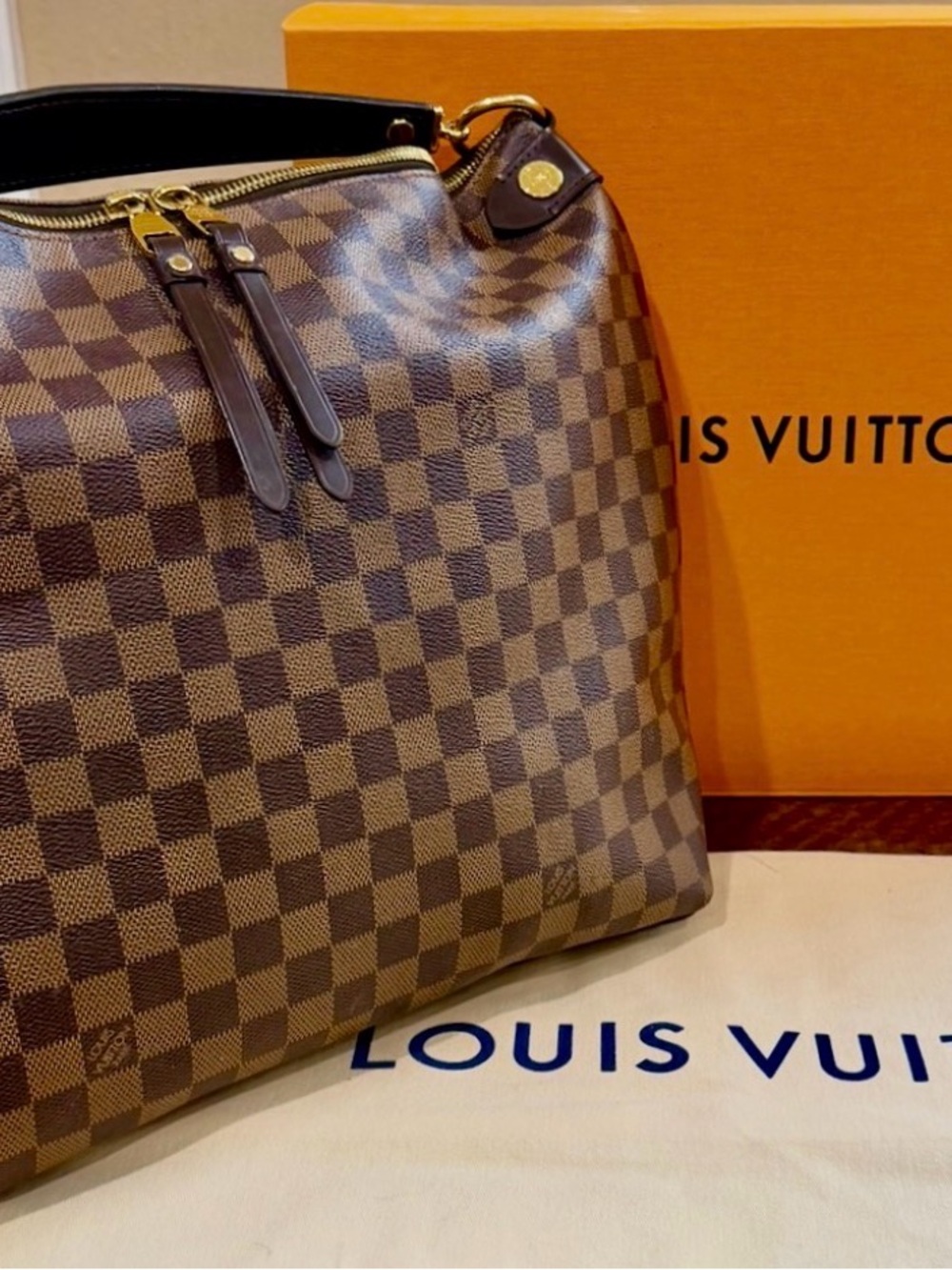 Louis Vuitton Brown Damier Ebene Shoulder Hobo